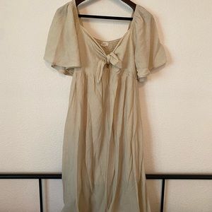 Oatmeal Boho Knot Midi Dress